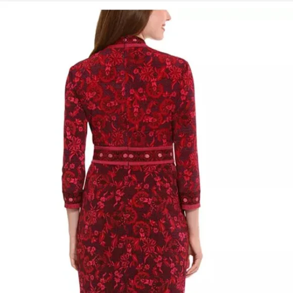 NWOT LONDON TIMES Women's Placed Print 3/4-Sleeve Jersey Sheath Dress - Picture 2 of 3